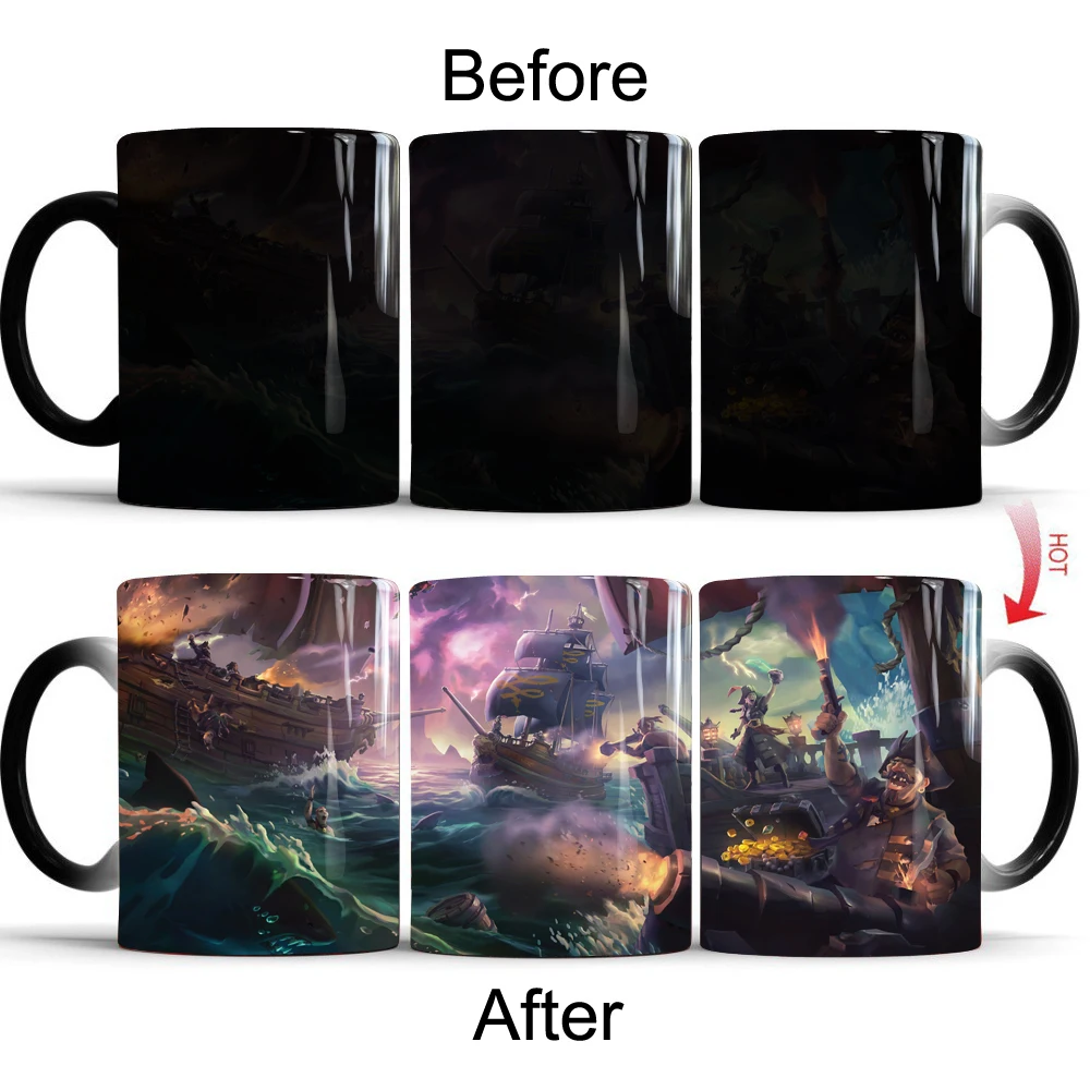 

Sea of Thieves Mug Color Changing Ceramic Milk Tea Cup Mug Christmas Gift