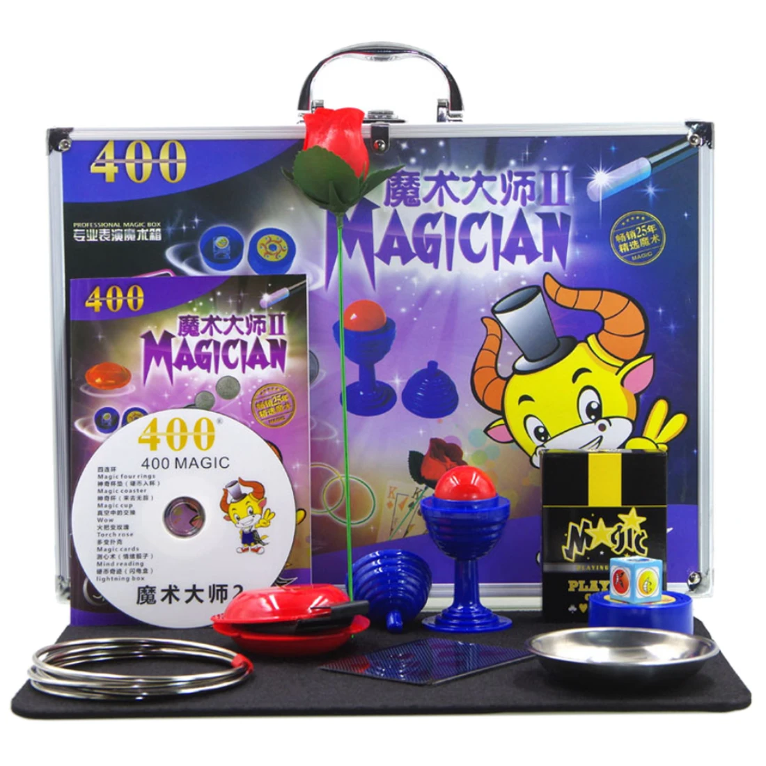 Jeu de jouets éducatifs de boîte-cadeau magique d'alliage d'aluminium avec divers accessoires pour l'enfant jouant la fête d'anniversaire montrant le Kit de tour de magie - 1