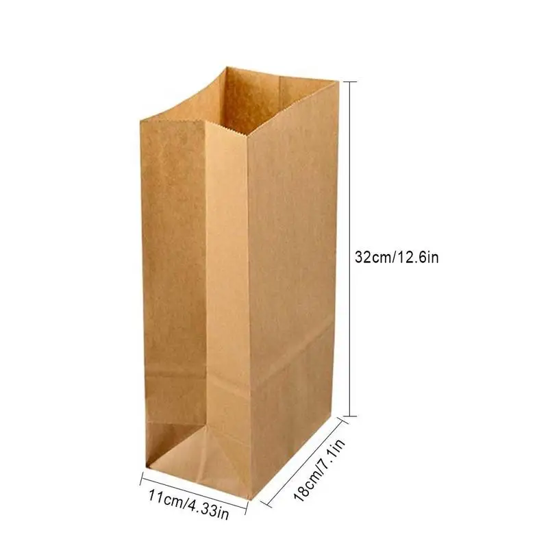 Пакет из крафт-бумаги для ланча, хлеба, 50 прочная крафт-бумага, бумажный мешок для закусок, переработанный пакет для ланча, экологичный, два размера