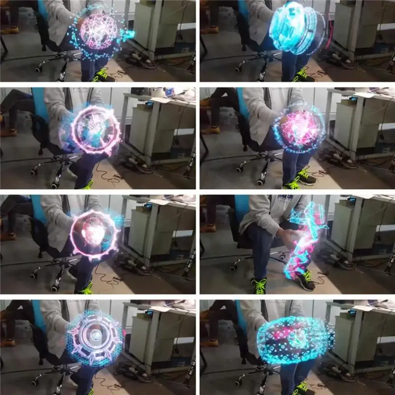 224Pcs 42cm 3D Hologram Projector Lamp LED Holographic Advertisement Display Fan Light with 8GB Memory Card Advertising Lamp