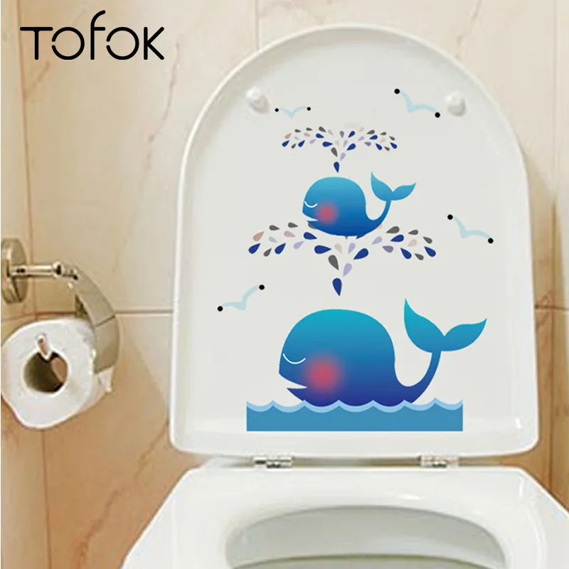 

Tofok Cartoon Whale Wall Stickers Toilet Stickers DIY Children Room Wall Decals Home Furniture Decals Home Decoration Supplies