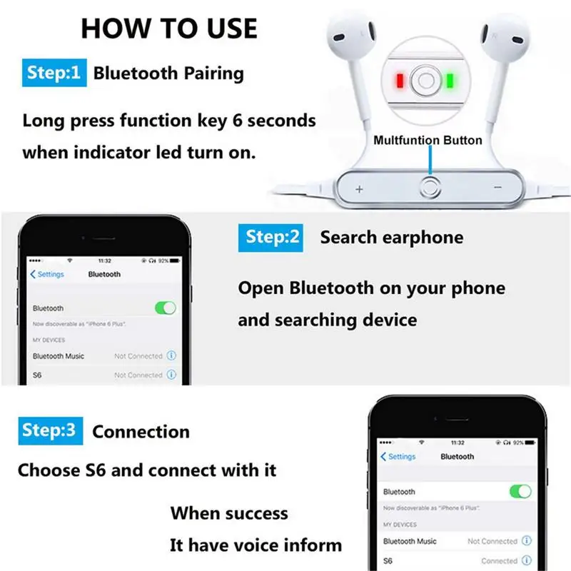 Универсальные беспроводные наушники для телефона с Bluetooth стерео унисекс
