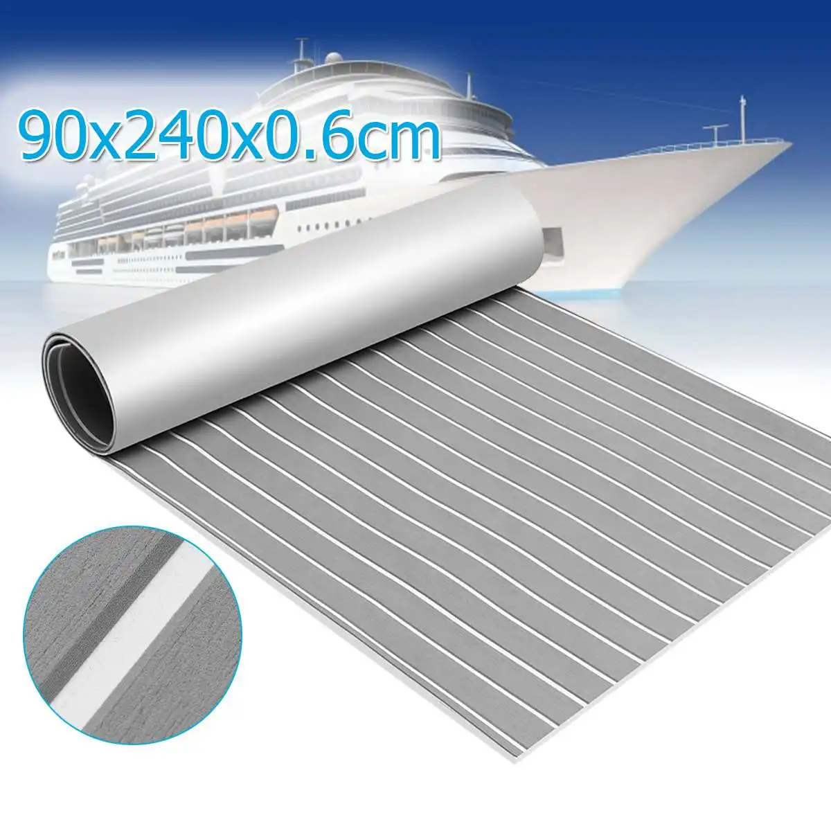 

90x240cm Grey with White EVA Foam Teak Boat Flooring Sheet Yacht Synthetic Teak Decking Pad