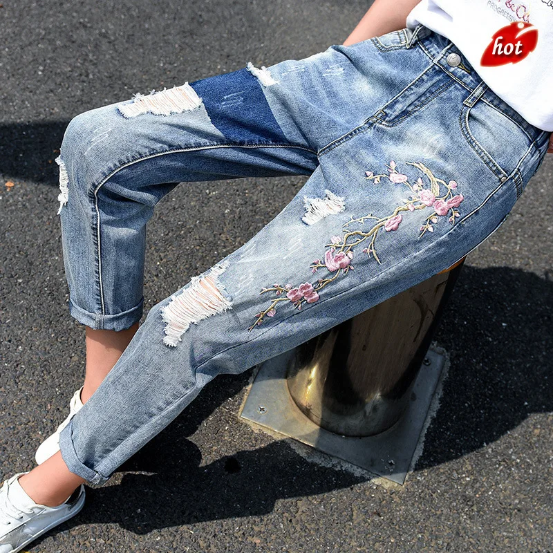 Fashion Women Destroyed Jeans 2018 Summer Hole Ripped High