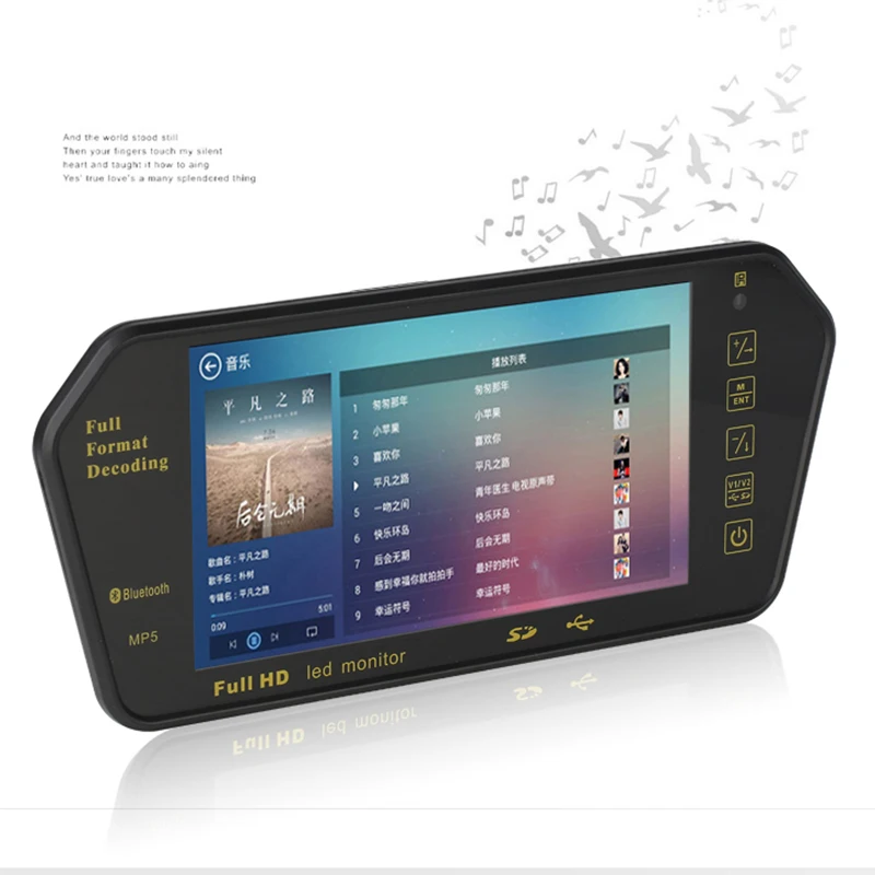 

Car 800*480 7 Inch LCD Color Screen 7" Color TFT LCD MP5 Player Car Rearview Mirror Video Auto Parking Monitor 7 SD