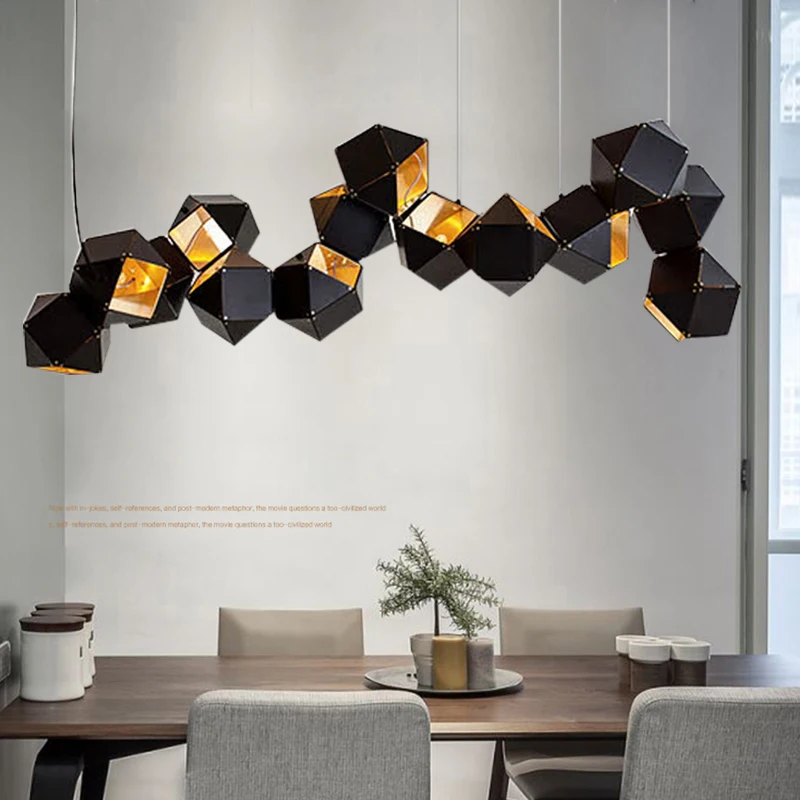 

SETTEMBRE Modern Postmodern DNA Metal Box Pendant Light Dining Living Room Bar Restaurant Gold Deco Lamps