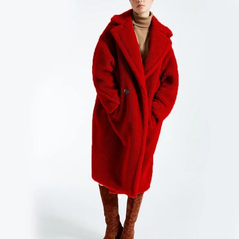 2018 Women Faux Fur Teddy Coat Winter Thick Warm Fluffy Long Fur Coats Fashion Fur Jackets Overcoat Plus Size Outerwear OKD569