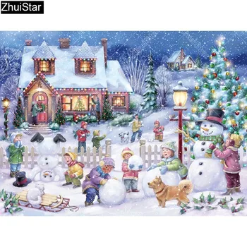 

5D DIY Diamond Painting Cartoon Winter Mosaic Cross Stitch 50x70 Full Square Drill Diamond Embroidery Snowman Decoration XY1
