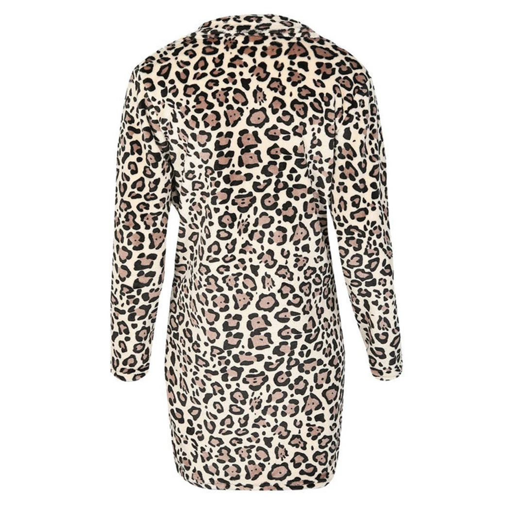 Coats OvercoatFashion Winter Warm Hairy Lapel Jacket Women Fashion Faux Fur Leopard Coat Cardigan Outwear Female Fluffy Shaggy