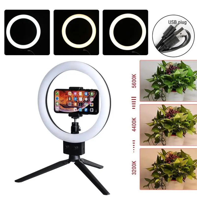 

Kshioe Infinite Dimming Double Color Temperature LED Ring Lamp and Mini Tabletop Tripod US Standard