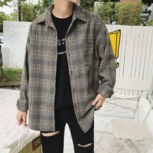 Осенняя новая Клетчатая Шерстяная Рубашка с длинными рукавами Мужская куртка повседневная популярно среди молодежи Вечерние