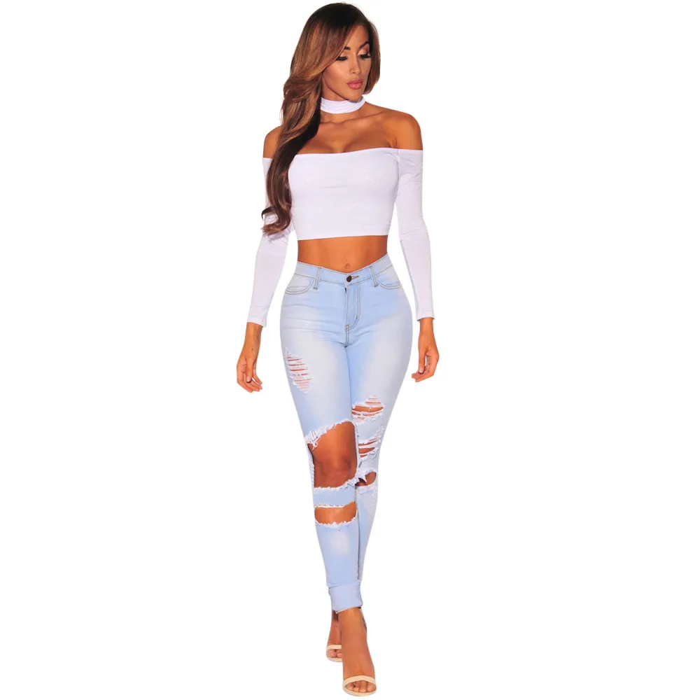 2019 Jeans of Women High Waist Skinny Pencil Denim Pants Ripped Hole Elastic Stretch Jeans Women Sexy Casual Jeans Plus Size 2019 Jeans of Women High Waist Skinny Pencil Denim Pants Ripped Hole Elastic Stretch Jeans Women Sexy Casual Jeans Plus Size