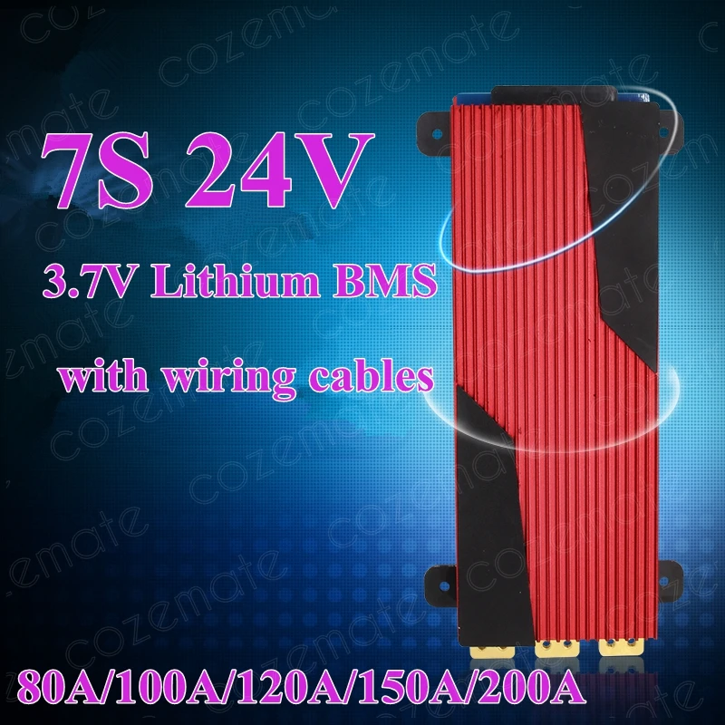 BMS 24V литиевый 7S 25 9 v 80A 100A 120A 150A 200A разрядный аккумулятор 26v Bms защита для моторного