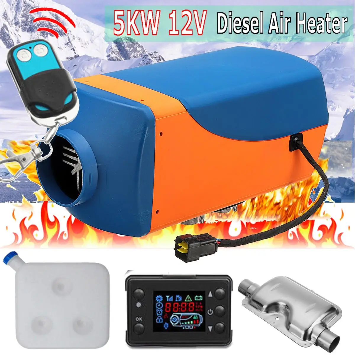 Car Heater 5KW 12V D iesel Air 10L Tank LCD Switch Remote with Silencer For Trucks Boat van | Автомобили и мотоциклы