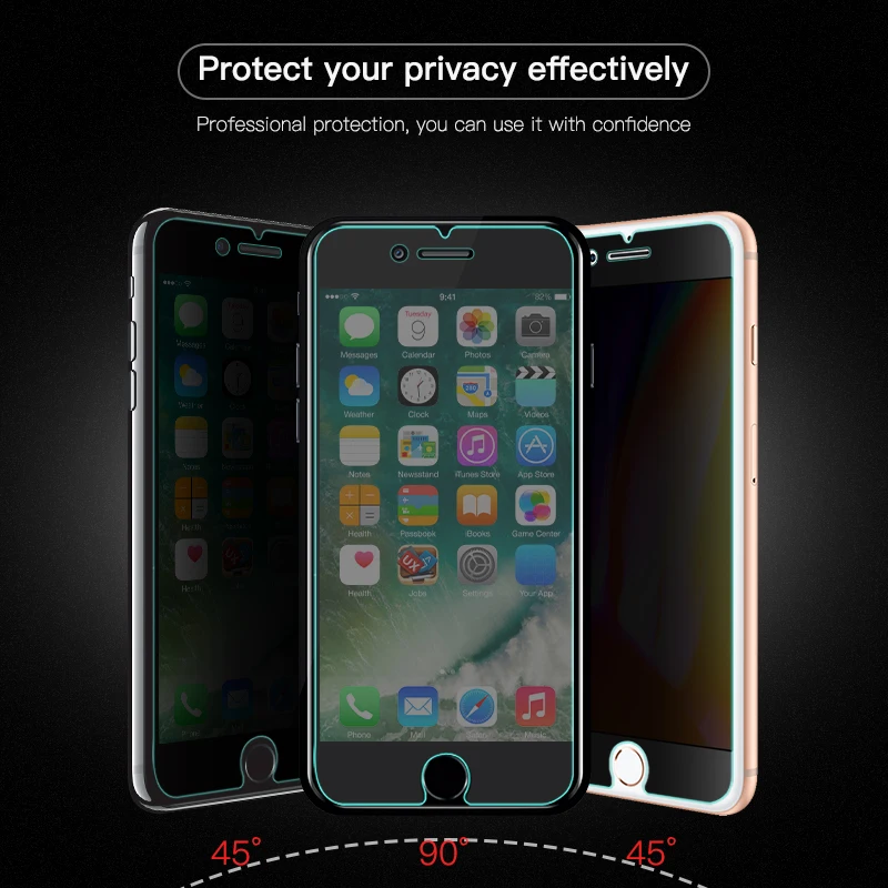 Пленка для защиты конфиденциальности закаленное стекло iPhone 7 6 6s X 8 Plus Защита