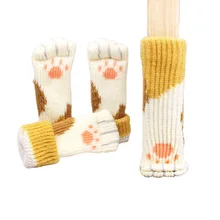 4 шт. вязанные носки для ног в виде стула кошки защита для пола для мебельных ножек Нескользящие ножки для стола предотвращает царапание домашних собак кошек