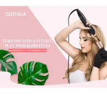 Gustala EPS868 Профессиональный быстрый нагрев 2 в 1 выпрямитель для волос титановый выпрямитель для выпрямления гофрированного завивки инструмент для укладки