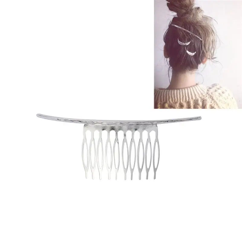 Simple Hair Side Combs Sweet Comb Hair Clip Band Hair Comb for Women Girls Ladies (Silver)in