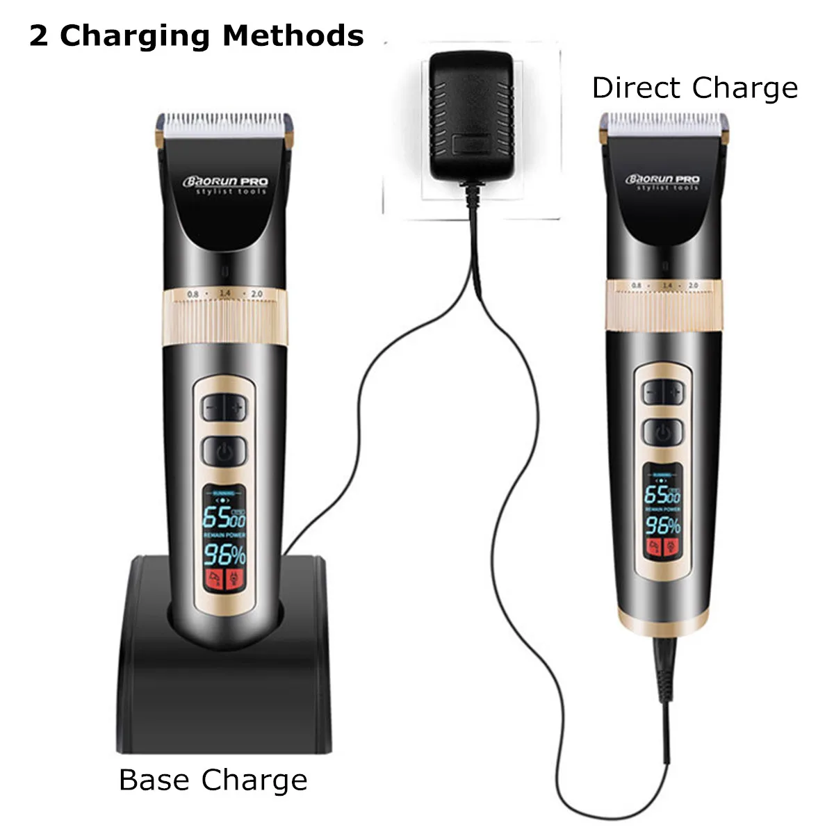 

Professional Hair Clipper Electric LCD Cutter Haircut Machine Safe Beard Trimmer US/EU 3 Speeds Control Mute Design Wireless Use