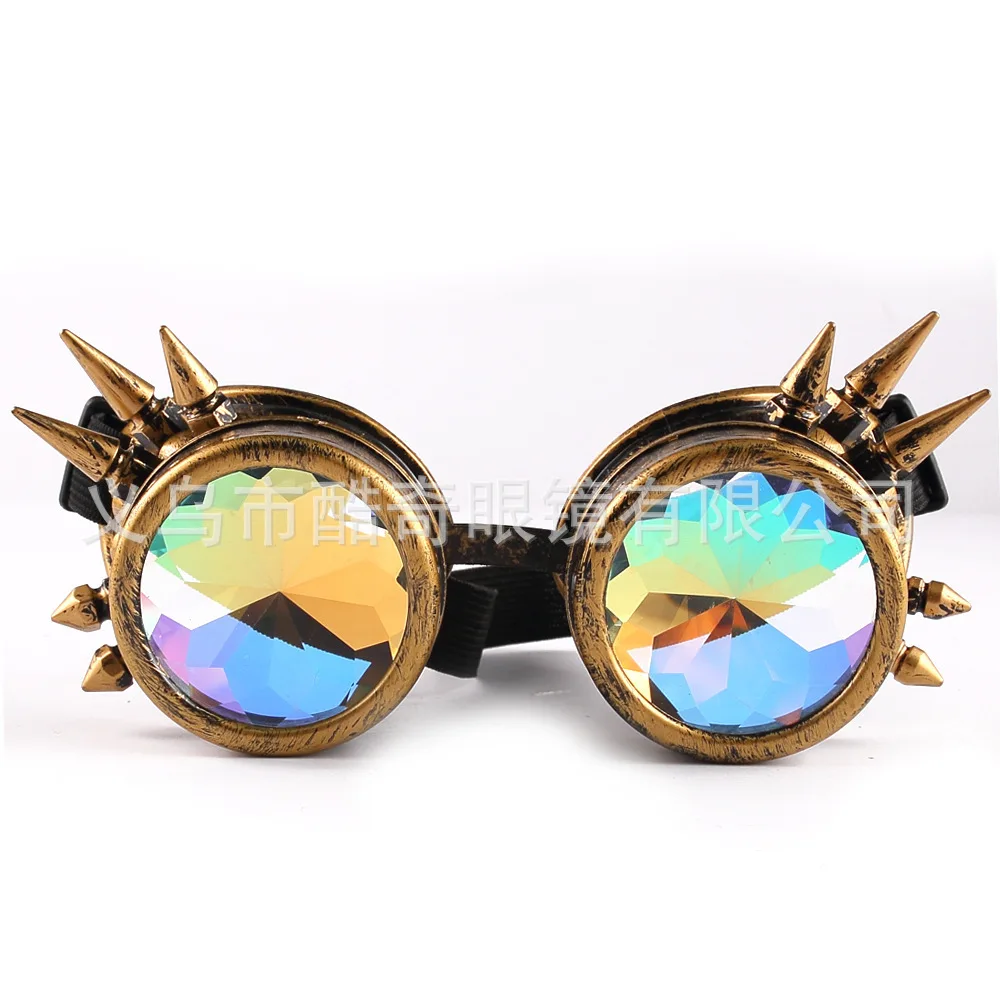 

2019 New Multicolor Steampunk Gothic Goggle Glasses Welding Punk Spiked Gothic Cosplay Goggles Flying Eyewear Vintage Halloween