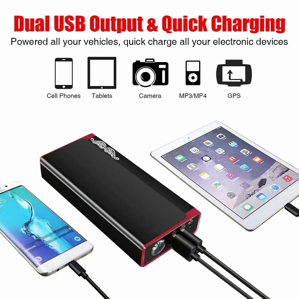 

AUDEW LED Car Jump Starter Portable Booster Battery Charger 2 USB Power Bank Starting Device Petrol Diesels Car Starter
