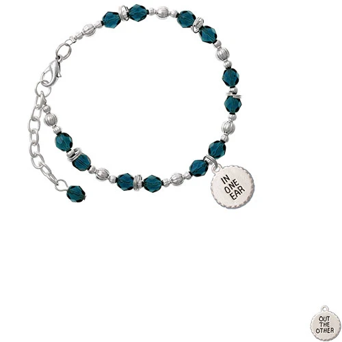 In One Ear ''Out the Other'' Navy Blue Beaded Bracelet |