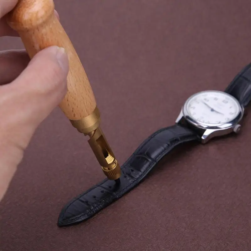 

6 Tip Size 1.5 - 4mm Wooden Handle Auto Screw Hole /Auto Leather Tool Book Drill Craft Kit Sewing Tool Accessories