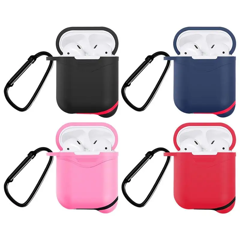

New cute Headphone Protective Case For AirPod With hook Bluetooth Earphone Box Silicone Case High Quality Gift mini portable