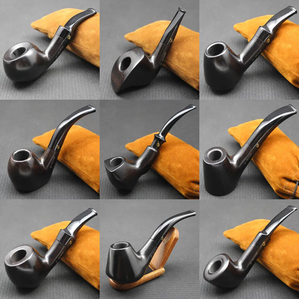 

16 Tools Set New Nature Handmade Ebony Wood Smoke Tobacco Smoking Pipe Wooden Bowl Pipe + Pouch + Holder +10pcs 9mm Pipe Filters