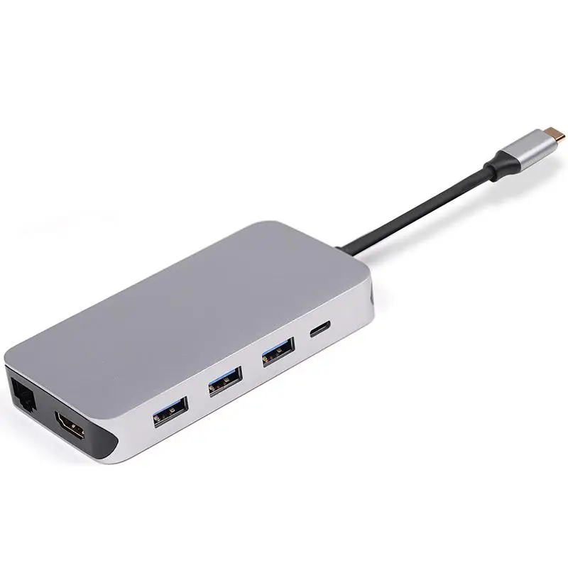 USB C концентратор 8 в 1 Тип C адаптер с К 4 к HDMI Gigabit Ethernet 100 Вт USB C Блок питания 3 USB3.0 для SD TF Card Reader MacBook Pro