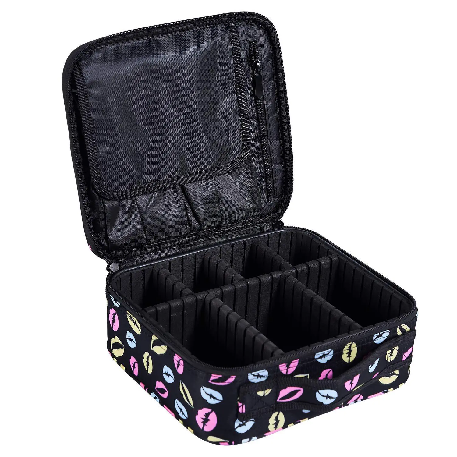 makeup bag with separate brush compartment