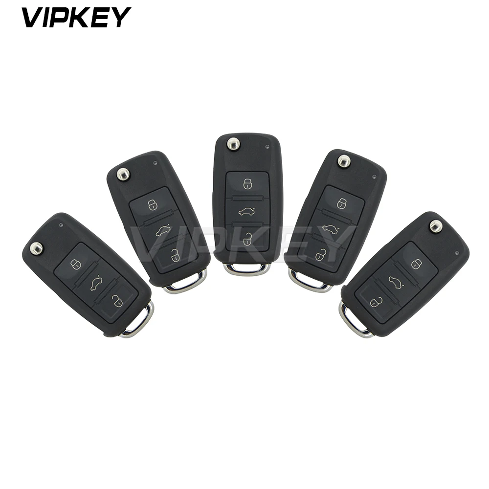 Remotekey 5pcs 300 959 753AA 3 Button For VW Touareg 2004 2005 2006 2007 2008 2009 2010 2011 Folding Remote Key Shell