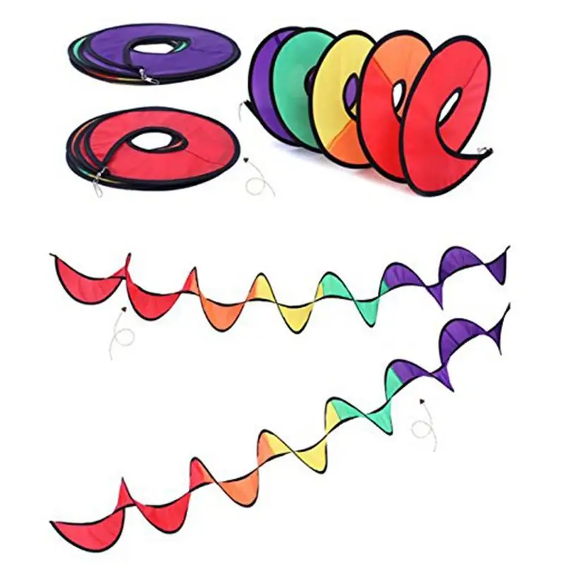 

Colorful Spinner Bright Multi-color Spiral Rainbow Fabric Wind Vane Flag Breeze Garden Decoration Accessories