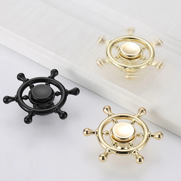 

Gold Gyro Knob For Drawer Cabinet Wardrobe Pull Handle Knobs Furniture Hardware Handle Black Rotating Handle Pull