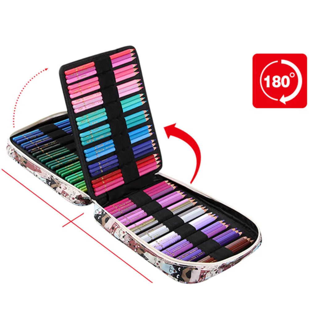 

150 Slots Pencil Bag Storage Pouch Large Capacity Pen Case Box Students Colored Universal Drawing Painting Organizer ~