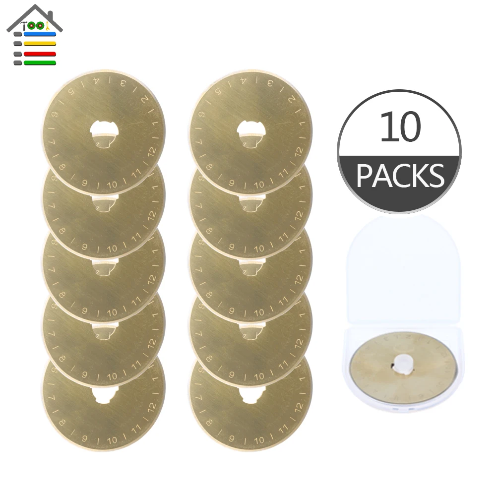

10pcs Titanium Coated 45mm Replacement Rotary Cutter Blades Set Sharpener SKS-7 Quilting Sewing for OLFA Fiskar Patchwork Tool