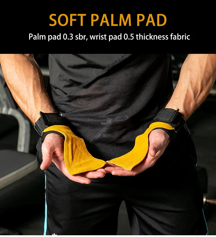  Fitness Leather WeightLifting Gloves Gym Grip Palm Protector Strap Power lifting Pad Wrist Wraps Du