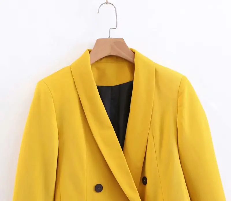 2019 Streetwear Double Breasted Long Blazers Women Office Lady Small Suit Jacket Leisure Yellow Blazer Loose Coat 2019 Streetwear Double Breasted Long Blazers Women Office Lady Small Suit Jacket Leisure Yellow Blazer Loose Coat