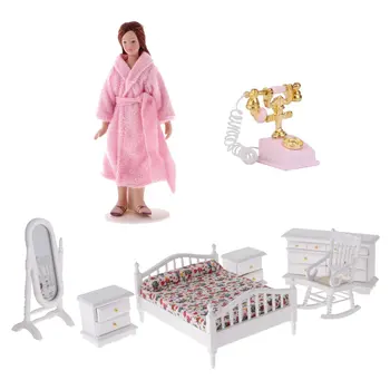 

1:12 Scale Dollhouse Bedroom Furniture Doll Mannequin Miniature Doll House Accessories Toys Birthday Gift for Children Kids