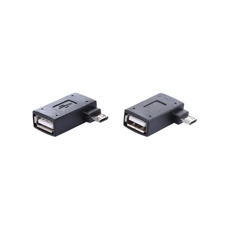 

90 Degree Micro USB 2.0 OTG Host Adapter Connector Converter with Micro USB Power for Mobile Phone Tablet