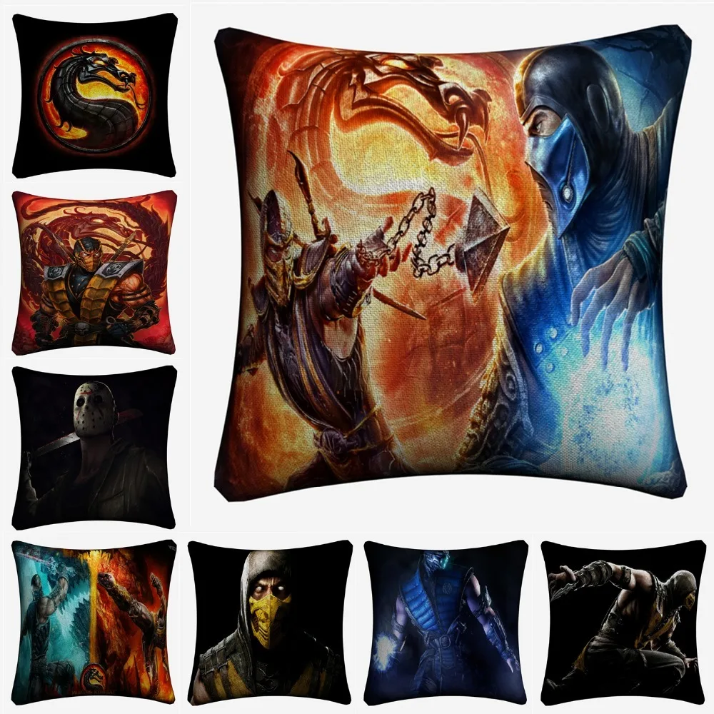 

Mortal Kombat Video Game Figures Decorative Linen Cushion Covers For Sofa 45x45cm Cotton Throw Pillow Case Home Decor Almofada