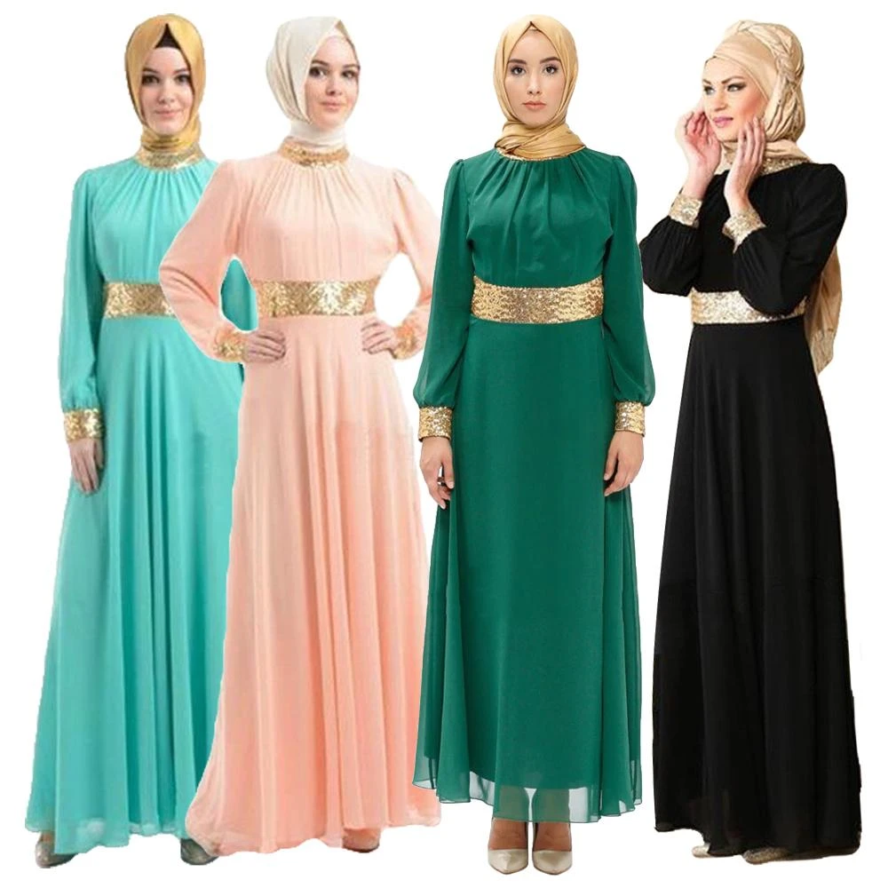 Prom Maxi Long Women Dress Cocktail Abaya Muslim UK Sleeve Islamic Jilbab Kaftan 