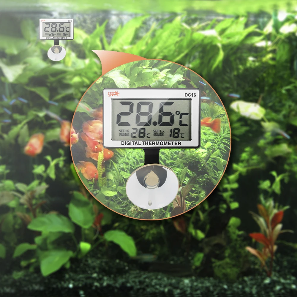 

LCD Digital Aquarium Thermometer Submersible Water Fish Tank Temperature Meter 0°C~50°C High/Low Temperature Alarm