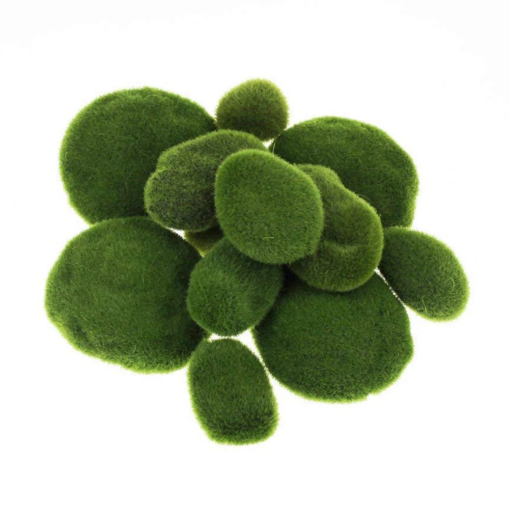 Promotion! 20 Pieces 2 Sizes Green Artificial Moss Rocks Decorative Faux Green Moss Covered Stones