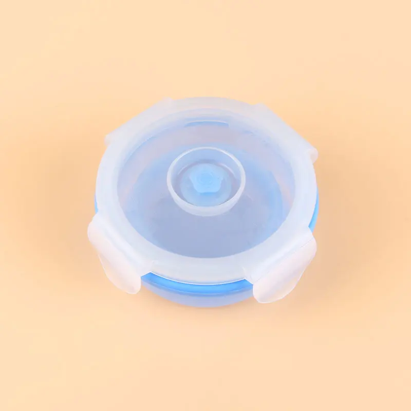 

Silicone 200ml Folding Microwave Round Lunchbox Food Container Camping Students Kids Tableware