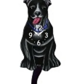 Pink Cloud Black Floppy Ear Pitbull Swinging Pendulum Wall Clock | Дом и сад