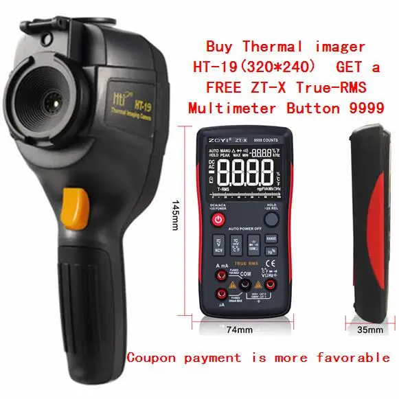 

HT-19 Handheld IR Digital Thermal Imager Detector Camera Infrared Temperature Heat with Storage Match Seek/FLIR Therma