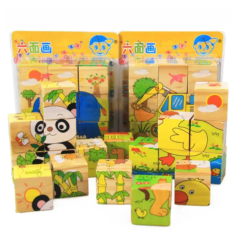 

Six Sides 9Pcs 3D Puzzle animals educational toys Wooden Baby panda Jigsaw Puzzle Toys Children Montessori Educational Toy