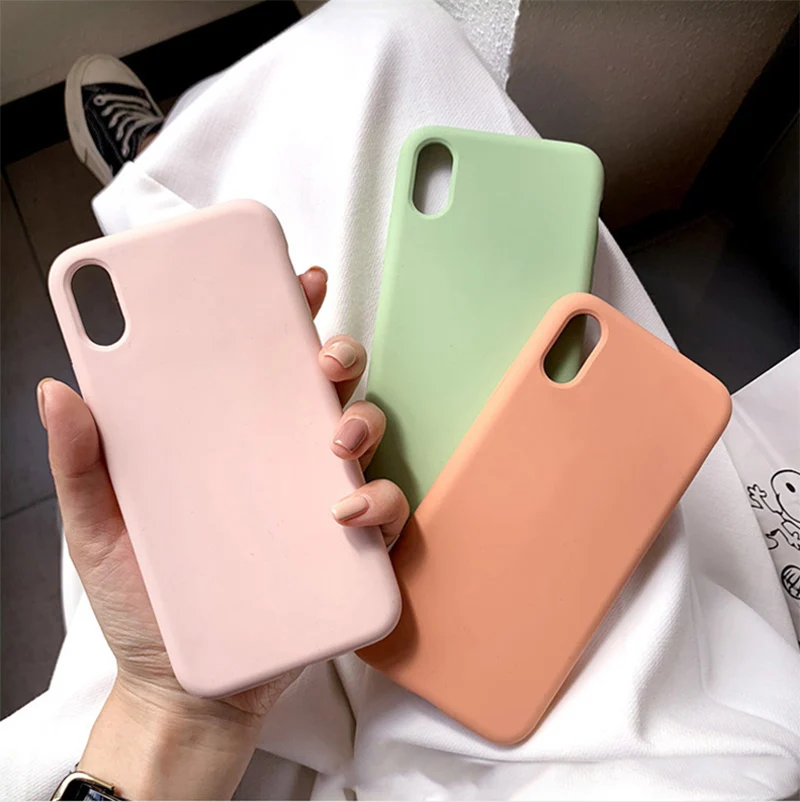 

Refreshing solid color for iPhoneX Xs XR Max mobile phone case for iPhone7 8 6s Plus soft anti-collision phone case