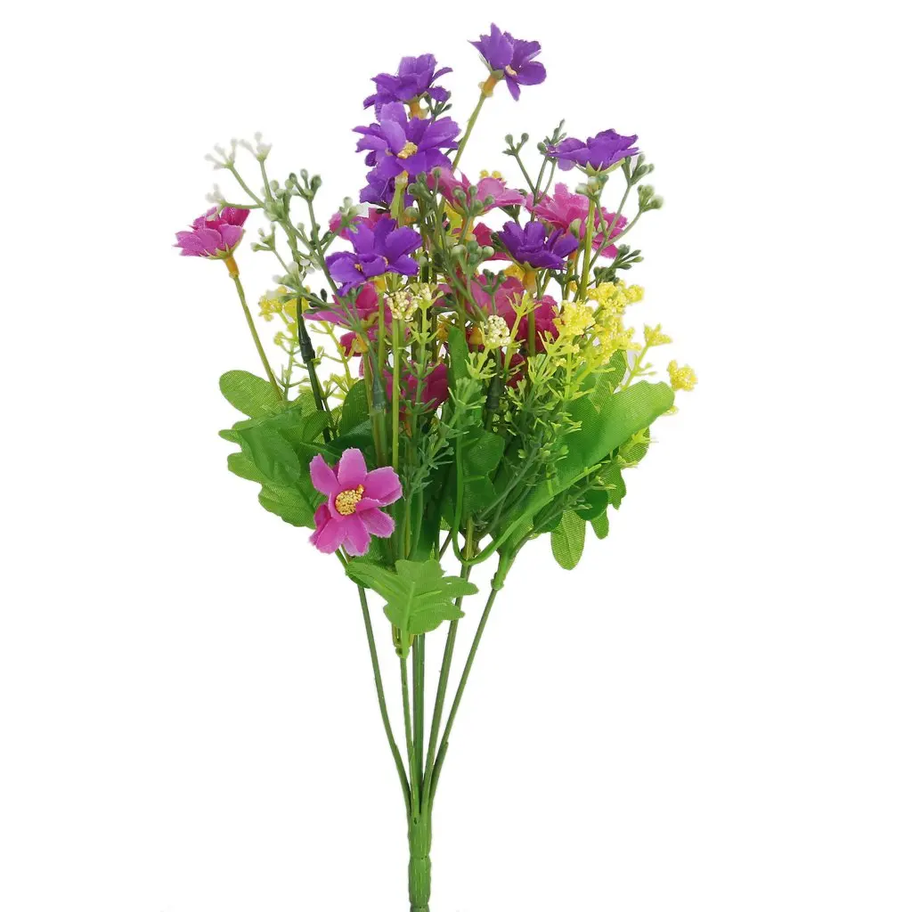 

CNIM Hot A Bundle Fake Cineraria Artificial Bouquet Home Office Decoration Fuchsia and Purple